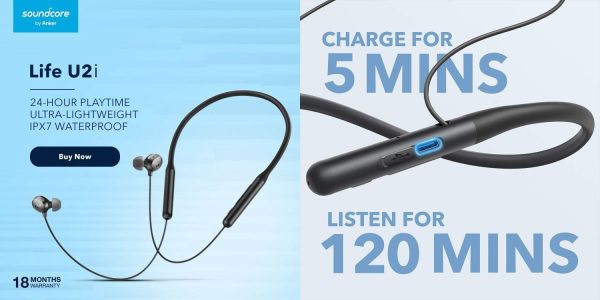 Soundcore Life U2i by Anker Wireless Neckband Headphones (Blue) - Image 2