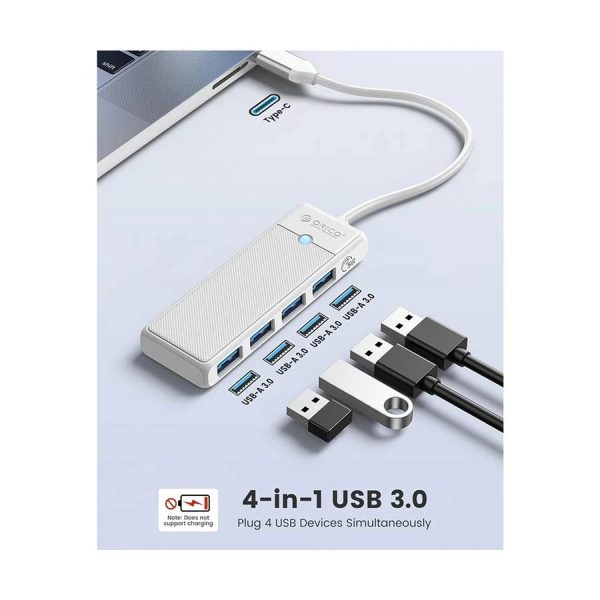 Orico Type-C Male to Quad USB Female White Hub - Image 2