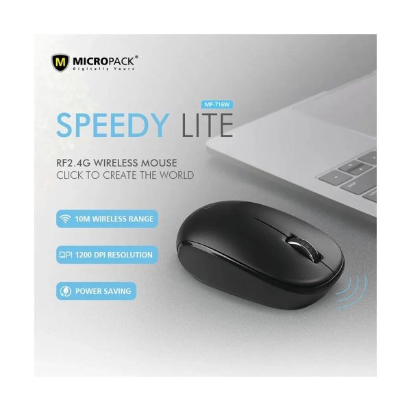 Micropack MP-716W Black Wireless Mouse - Image 2